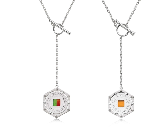 Carrie puyan yang kolczyki: bursztyn bałtycki, jadeit, srebro, cyrkonie