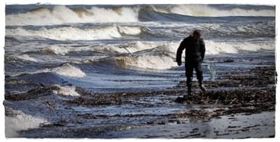 Poławianie bursztynu na Wyspie Sobieszewskiej